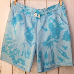 Custom bleach dyed sweat shorts.